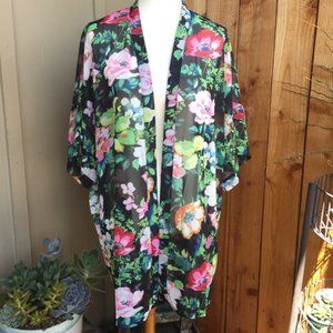 Sage the Label Floral Short Sleeve Kimono